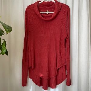 Free People waffle-knit cowlneck sweater